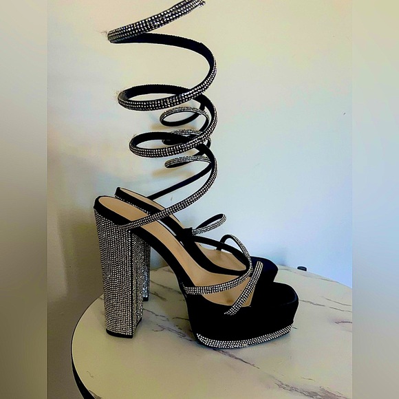 FASHION NOVA Bright Lights Wrap Up Heeled Sandals - Picture 2 of 4